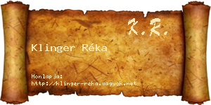 Klinger Réka névjegykártya